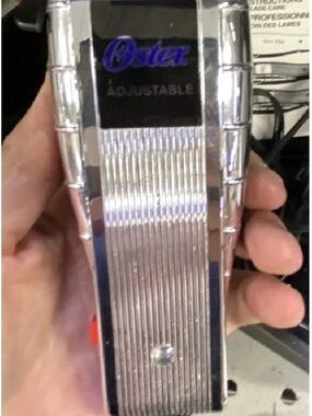 Oster Chrome Adjustable Hair Clipper with Blue Logo